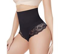 KUMAYES Fajas Reductoras Mujer Adelgazante Braguitas Moldeadoras Invisible sin Vientre Plano Costuras Encaje Tanga Alta Faja Postparto (Negro, XL)