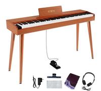 KUMENG - Teclado digital para piano de 88 teclas semiponderado, piano eléctrico de tamaño completo para principiantes, con soporte de partitura, pedal, adaptador de corriente, modo de auriculares,