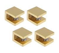 KUMGROT 4 clips de cristal para estante de ducha, abrazadera en U, sin taladro, soporte ajustable para vidrio de 8 a 10 mm, color dorado