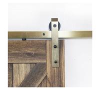 KUMIAO Heavy Duty - Kit de herrajes para puerta corrediza de granero con acabado dorado, clásico y fácil de instalar, juego de rieles para puerta corredera de latón antiguo dorado