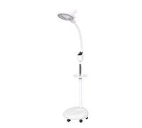 KUMIAO Lupa LED de pie, lámpara facial de belleza 8X con soporte de suelo rodante, rotación de 360°, perfecta para salón de belleza, tatuajes, uñas, piel, soporte telescópico libre, diseño de bandeja