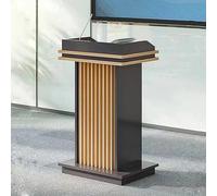 KUMIAO Podio de madera, púlpito de iglesia, podio de pie con estante de almacenamiento, ideal para iglesia, oficina, escuela, fácil montaje, escritorio de recepción, atril para hablar, construcción