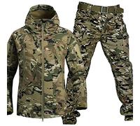 KUMIAO Traje de Uniforme Militar de Camuflaje Impermeable - Conjunto de Chaqueta y Pantalón Táctico para Hombre, Trajes Militares Soft Shell para Ropa de Combate del Ejército Traje Militar