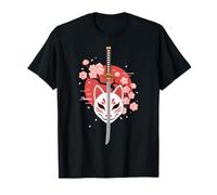 Kumiho Fox Design Japan Aesthetic Kitsune Mask with Katana Camiseta