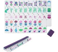 kumosaka 4 Layer Mahjong Tiles, 160 Premium Acrylic American Mahjong Tiles with Clear Engraving with Exquisite Carrying Bag Mini Mahjongs Travel Set for Social Gaming & Travel