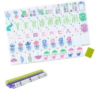 kumosaka 4 Layer Mahjong Tiles, 160 Premium Acrylic American Mahjong Tiles with Clear Engraving with Exquisite Carrying Bag Mini Mahjongs Travel Set for Social Gaming & Travel