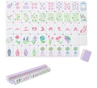 kumosaka 4 Layer Mahjong Tiles, 160 Premium Acrylic American Mahjong Tiles with Clear Engraving with Exquisite Carrying Bag Mini Mahjongs Travel Set for Social Gaming & Travel