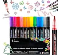 kumosaka Dreamy Sparkle Dual-Line Contour Pen Set with Metallic Outline, Double Line Outline Art Pen, Fast Dry Shimmer Markers for Art, Scrapbooking, Cards & DIY Crafts
