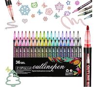 kumosaka Dreamy Sparkle Dual-Line Contour Pen Set with Metallic Outline, Double Line Outline Art Pen, Fast Dry Shimmer Markers for Art, Scrapbooking, Cards & DIY Crafts