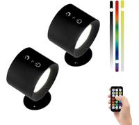 kumosaka Glowright Lights, 3 Color Temperatures & Magnetic 360° Rotation Cordless, 7 Colors Adjustable Light, Rechargeable RGB Wall Lights for Home/Office/Studio