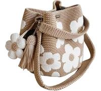 kumosaka Handmade Crochet Flower Tote, Crochet Tote Bag for Women, Boho Woven Beach Handbags Crossbody Shoulder Bag