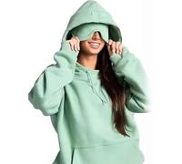 kumosaka Hoodie with Eye Mask Built In, Airplane Mode Travel Hoodie with Hidden Pockets, Wearable Blanket Hoodie for Men Women