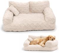 kumosaka Plush Calming Pet Sofa Bed, Large Fluffy Dog Cat Bed Pet Couch Beds Plush with Removable Cover, Non-Slip Bottom, Raised Rim, Soft Washable