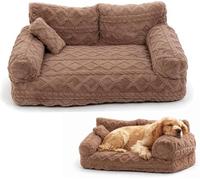 kumosaka Plush Calming Pet Sofa Bed, Large Fluffy Dog Cat Bed Pet Couch Beds Plush with Removable Cover, Non-Slip Bottom, Raised Rim, Soft Washable