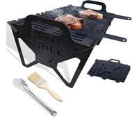 kumosaka Slot Grill - Collapsible BBQ Grill for Easy Storage Steel, Lightweight & Compact, Portable Slot Grill Collapsible BBQ Grill for Travel, Party, Adjustable Tool-Free Assemblyc