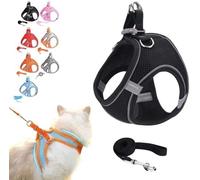 kumosaka Stimulicat Cat Harness, Escape Proof Soft Mesh Vest for Outdoor Cats, Adjustable & Lightweight with Reflective Strips, No Choke No Pull Escape Proof