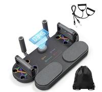 kumosaka Tabla Multifuncional 3 En 1 para Flexiones, Equipo De Gimnasio En Casa con Bandas De Resistencia Y Temporizador, Tabla De Entrenamiento Plegable Y Portátil