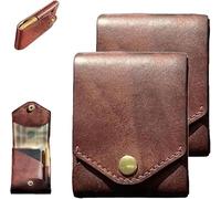 kumosaka Vintage Handmade Leather Wallet, Multifunctional Compact Wallet, Handmade Leather Wallets for Men, Slim Minimalist Men's Wallets Built-In Pen Slot