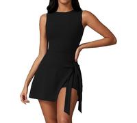 kumosaka Womens Solid Knot Wrap Sports Tank Romper, Women's Sleeveless Workout Athletic Rompers(Noir,XL)