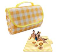 KUMSODE 200x200cm Manta de Picnic, Grande Manta para Pícnic con Base Impermeable,Cheque Tapete de Picnic Plegable con Asa, Manta de Camping de Playa para Barbacoa al Aire Senderismo Parque Jardín