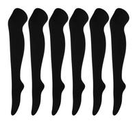 KUMSODE 3 Pares de Calcetines Hasta la Rodilla de Algodón para Mujer, Calcetines Hasta la Rodilla Negros de Punto liso Casual