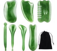 KUMSODE 7Piezas Gua Sha Facial, Guasha Para el Masaje Facial Masajeador Gua Sha Scraping Scalp Massage Comb para La Información Del Punto de Activación Spa en Los Brazos y Pies Faciales