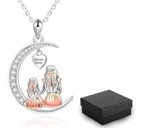 KUMSODE Collar Madre e Hija, Regalo Día de la Madre, Acción de Gracias, Navidad, Mamá e Hija, Plata, Acero Inoxidable, Corazón, Adulto, Femenino, Plateado