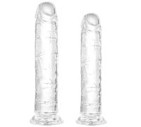 KUMSODE Consolador realistas pequeño de 15,5 cm y 17 cm, suave y realista, fabricado con gelatina transparente. Equipado con una fuerte ventosa, ideal para mujeres y gays