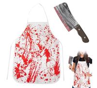 KUMSODE Delantales Cubiertos de Sangre de Halloween y un Cuchillo con Sangre, Halloween Delantal Blanco Con Sangre,72x52cm - Sangriento Carnicero Halloween Disfraces (Paquete de 2)