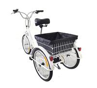 KumuJ Triciclo de 20 Pulgadas para Adultos, Bicicleta de 3 Ruedas de 8 Velocidades, Bicicleta de Carga con Cesta para Adultos, Ancianos y Mujeres, Altura Ajustable