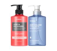 Kundal - Airy Volume Hyaluron Shampoo Blossom Breeze + Honey & Macadamia Pure Body Lotion English Rose Set
