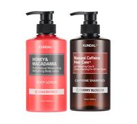 Kundal - Caffeine Scalp Shampoo Cherry Blossom + Honey & Macadamia Pure Body Lotion English Rose Set