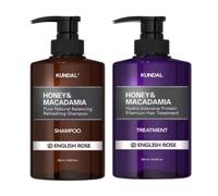 KUNDAL - Honey & Macadamia Nature Shampoo + Treatment - 500ml Set - English Rose