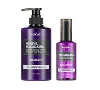 KUNDAL - Honey & Macadamia Protein Hair Treatment - 500ml + Hair Serum - 100ml Set - Amber Vanilla