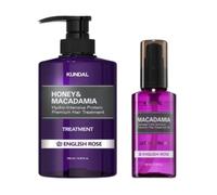 KUNDAL - Honey & Macadamia Protein Hair Treatment - 500ml + Hair Serum - 100ml Set - English Rose