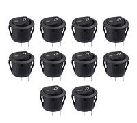 Kundorf Interruptor basculante de 10 unidades, 12 V, redondo, bloqueable con autobloqueo, redondo, 2 pines, interruptor basculante, 12V, 20 A, interruptor de camión, remolque, coche, camión