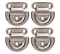 KunEchevyr Stainless Steel Folding Pad Eye D Rings, Marine Hardware Accessories, Rustproof Polished Deck Fittings for Yacht Boats, 4 Sets with Connection Rings