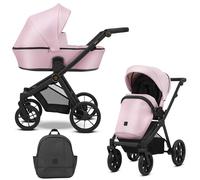 Kunert BRAV - Cochecito 2 en 1 + Accesorios: confort, seguridad y practicidad, diseño elegante y funcional, sistema versátil, estructura de aluminio, ligero, fácil de maniobrar, ecopiel color rosa y