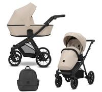 Kunert Brav - Cochecito 2 en 1 + Accesorios: confort, seguridad y practicidad, diseño elegante y funcional, sistema versátil, estructura de aluminio, ligero, fácil de maniobrar, cream/negro