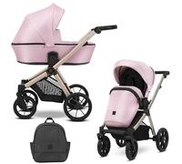 Kunert Brav - Cochecito 2 en 1 para bebé, asiento deportivo, reversible, estructura de aluminio, diseño ligero, cubierta para la lluvia, mosquitera, portabotellas, mochila (Baby Pink Eco)