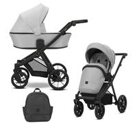 Kunert Brav - Cochecito 2 en 1 para bebé, asiento deportivo, reversible, estructura de aluminio, diseño ligero, cubierta antilluvia, mosquitera portabotellas, cesta mochila (gris y negro)