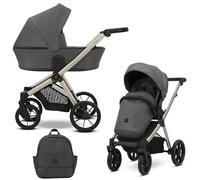 Kunert Brav - Cochecito 2 en 1 para bebé, asiento deportivo, reversible, estructura de aluminio, diseño ligero, cubierta para lluvia, mosquitera, portabotellas, mochila (grafito)