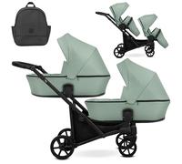Kunert BRAV DUO Cochecito Gemelar 2 en 1+Accesorios: Confort, Seguridad, Practicidad, Diseño Elegante y Funcional, Sistema Versátil, Estructura de Aluminio (menta/Marco Negro)