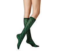 KUNERT Diagonal Crochet Fashion Calcetines hasta la Rodilla, viscosa, Abeto 1544, 35-38 Mujeres