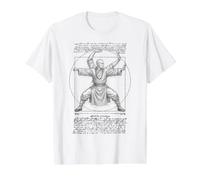 Kung Fu Hombre de Vitruvio Monje Shaolin Artes Marciales Da Vinci Camiseta gráfica económica, Hombre, Blanco, L