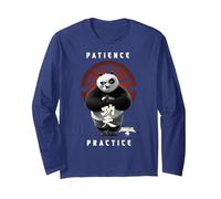 Kung Fu Panda 4 Patience Practice Master Po Portrait Manga Larga, Unisex para Adultos, Azul Marino, S