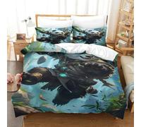 Kung Fu Panda Funda para Edredón Impreso En 3D con Cremallera Bamboo Forest Ropa De Cama De Microfibra Suave Decoración Moderna para Adultos Y Niños Double(200x200cm)