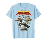 Kung Fu Panda Group Shot Action Portrait Movie Logo Camiseta, Hombre, Azul Bebé, XL
