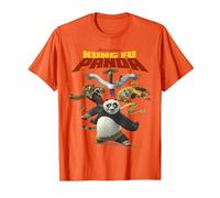 Kung Fu Panda Group Shot Action Portrait Movie Logo Camiseta, Hombre, Naranja, M