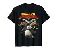 Kung Fu Panda Group Shot Action Portrait Movie Logo Camiseta, Hombre, Negro, L